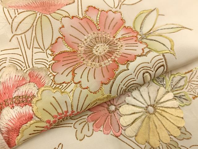 平和屋着物■訪問着　駒刺繍　エ霞花文　暈し染め　金彩　正絹　逸品　BAAY6513hj