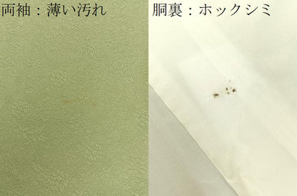 平和屋着物■上質な色無地　草花地紋　柳茶色　正絹　逸品　BAAY6514hj
