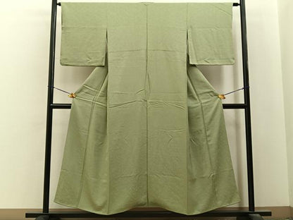 平和屋着物■上質な色無地　草花地紋　柳茶色　正絹　逸品　BAAY6514hj