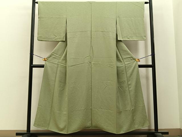平和屋着物■上質な色無地　草花地紋　柳茶色　正絹　逸品　BAAY6514hj