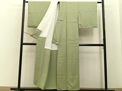 平和屋着物■上質な色無地　草花地紋　柳茶色　正絹　逸品　BAAY6514hj