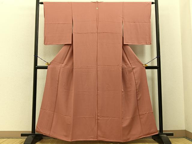 平和屋着物■上質な色無地　肉桂色　正絹　逸品　BAAY6519hj