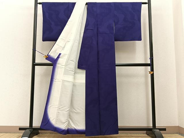 平和屋着物■上質な色無地　道長風景地紋　深紫色　正絹　逸品　BAAY6520hj