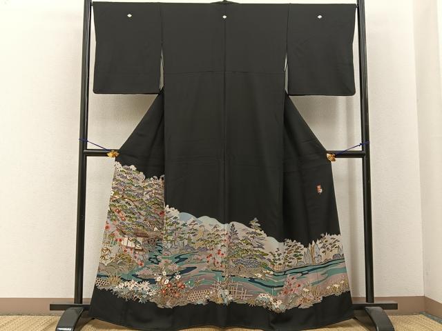 平和屋着物■豪華黒留袖　友禅　作家物　御所解文　正絹　逸品　BAAY6521hj