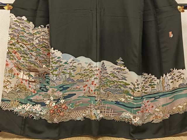 平和屋着物■豪華黒留袖　友禅　作家物　御所解文　正絹　逸品　BAAY6521hj