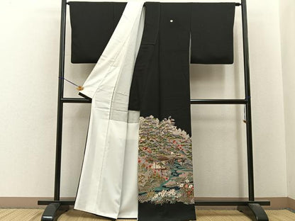 平和屋着物■豪華黒留袖　友禅　作家物　御所解文　正絹　逸品　BAAY6521hj