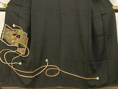 平和屋着物■豪華黒留袖　総刺繍　飛鶴屏風松文　金糸　正絹　逸品　BAAY6525hj