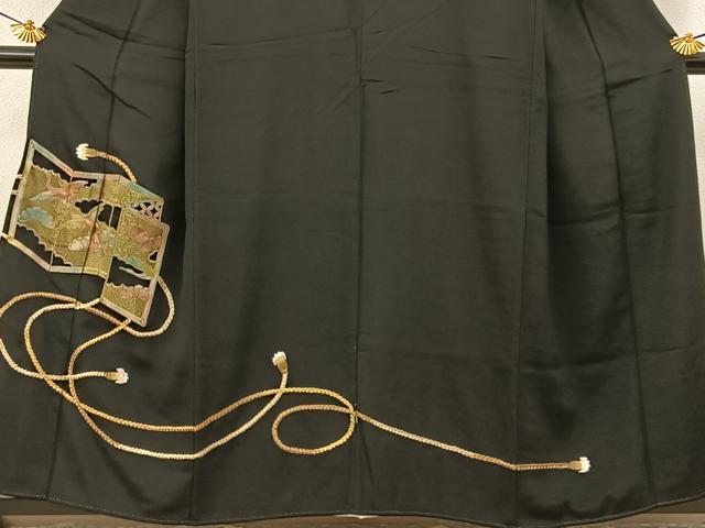 平和屋着物■豪華黒留袖　総刺繍　飛鶴屏風松文　金糸　正絹　逸品　BAAY6525hj