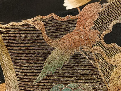 平和屋着物■豪華黒留袖　総刺繍　飛鶴屏風松文　金糸　正絹　逸品　BAAY6525hj