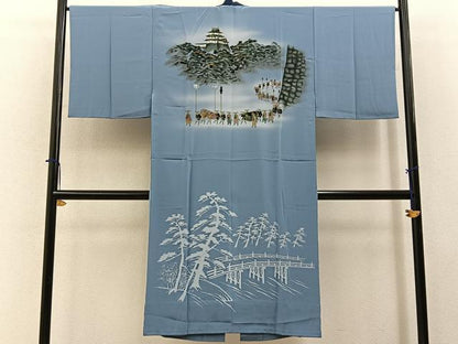 平和屋着物■男性　長襦袢　無双仕立て　大名行列　金彩　正絹　逸品　BAAY6529hj
