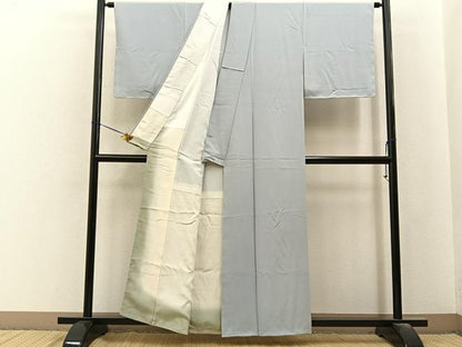 平和屋着物■上質な色無地　柳鼠色　正絹　逸品　BAAY6531hj