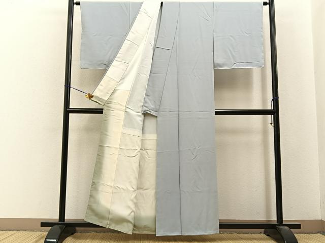 平和屋着物■上質な色無地　柳鼠色　正絹　逸品　BAAY6531hj