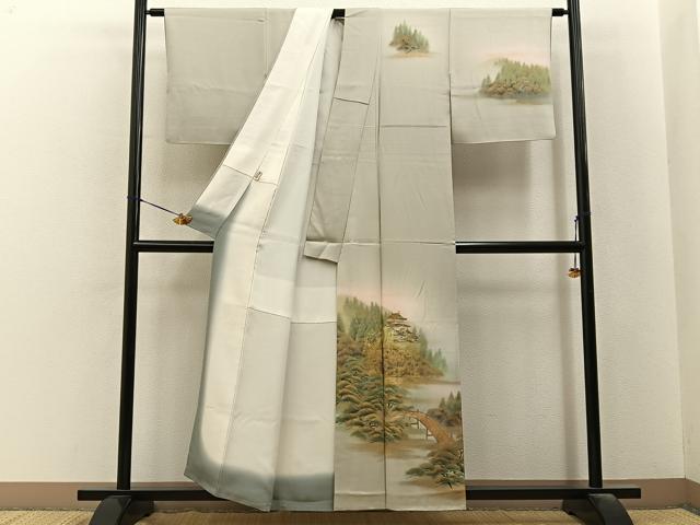 平和屋着物■訪問着　手描き　名所風景文　暈し染め　金銀彩　正絹　逸品　BAAY6536hj