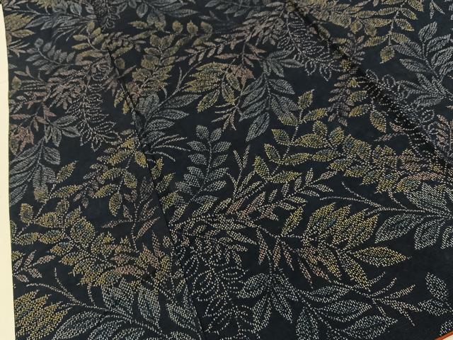 平和屋着物■上質な紬　草葉文　正絹　逸品　BAAY6537hj