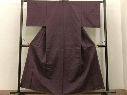 平和屋着物■上質な紬　色無地　似せ紫色　正絹　逸品　未使用　BAAY6544hj