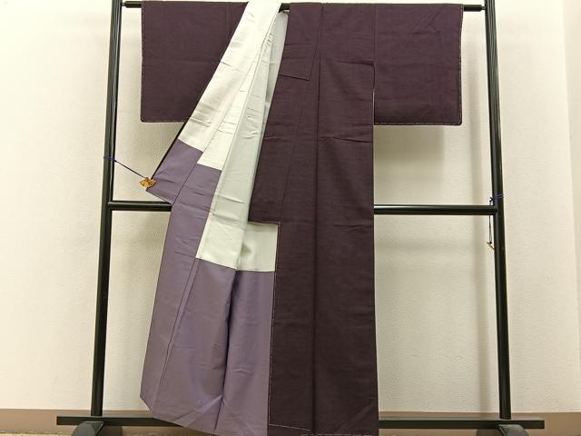 平和屋着物■上質な紬　色無地　似せ紫色　正絹　逸品　未使用　BAAY6544hj