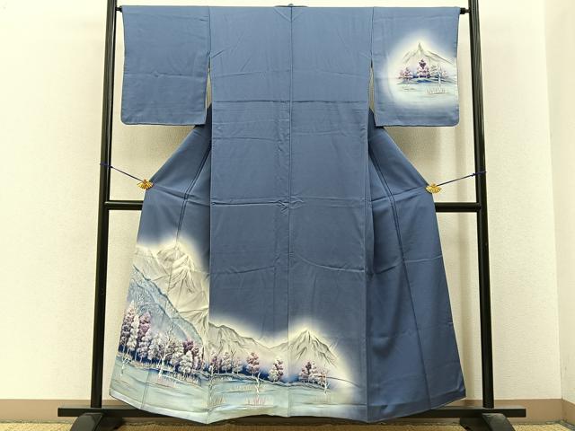 平和屋着物■訪問着　手描き　遠山風景文　暈し染め　正絹　逸品　BAAY6545hj