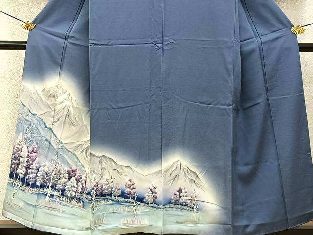 平和屋着物■訪問着　手描き　遠山風景文　暈し染め　正絹　逸品　BAAY6545hj