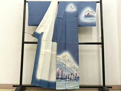 平和屋着物■訪問着　手描き　遠山風景文　暈し染め　正絹　逸品　BAAY6545hj