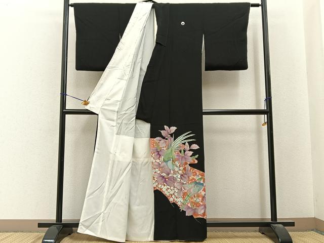 平和屋着物■豪華黒留袖　花鳥文　金彩　正絹　逸品　BAAY6548hj