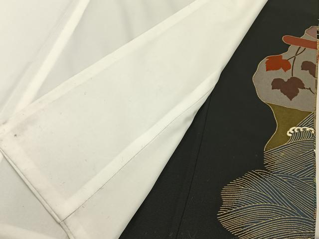 平和屋着物■豪華黒留袖　駒刺繍　御所車浜松文　金彩　正絹　逸品　BAAY6549hj