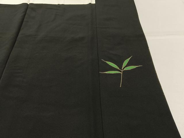 平和屋着物■豪華黒留袖　刺繍　尾長鶏　金彩　正絹　逸品　BAAY6550hj