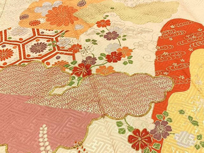平和屋着物■訪問着　駒刺繍　遠山花文　金彩　正絹　逸品　BAAY6551hj