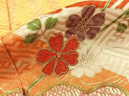 平和屋着物■訪問着　駒刺繍　遠山花文　金彩　正絹　逸品　BAAY6551hj