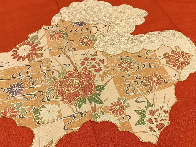 平和屋着物■訪問着　駒刺繍　雲取草花文　金彩　正絹　逸品　BAAY6552hj