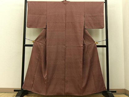 平和屋着物■上質な小紋　横段斜線文　正絹　逸品　BAAY6554hj