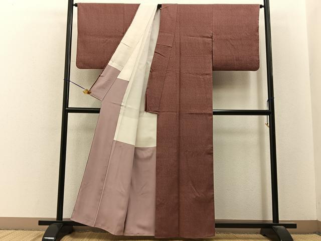 平和屋着物■上質な小紋　横段斜線文　正絹　逸品　BAAY6554hj