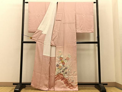 平和屋着物■豪華色留袖　駒刺繍　流水秋草文　暈し染め　金彩　正絹　逸品　BAAY6558hj