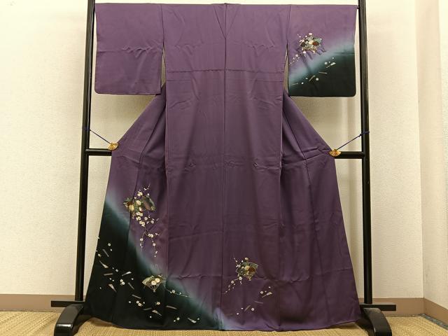 平和屋着物■訪問着　扇面花文　暈し染め　金彩　正絹　逸品　BAAY6559hj