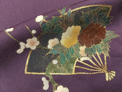 平和屋着物■訪問着　扇面花文　暈し染め　金彩　正絹　逸品　BAAY6559hj