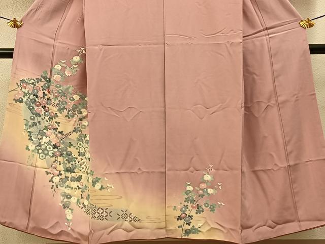 平和屋着物■訪問着　友禅　熨斗吉祥菊文　暈し染め　正絹　逸品　BAAY6560hj