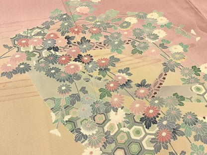 平和屋着物■訪問着　友禅　熨斗吉祥菊文　暈し染め　正絹　逸品　BAAY6560hj
