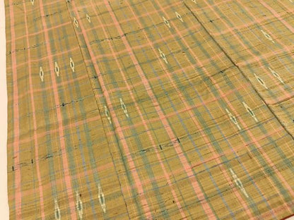 平和屋着物■上質な紬　格子柄　正絹　逸品　BAAY6561hj