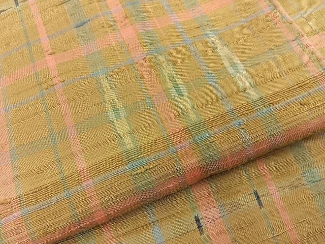 平和屋着物■上質な紬　格子柄　正絹　逸品　BAAY6561hj