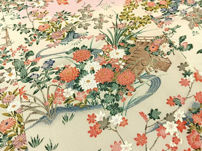 平和屋着物■訪問着　流水花文　暈し染め　正絹　逸品　未使用　BAAY6563hj