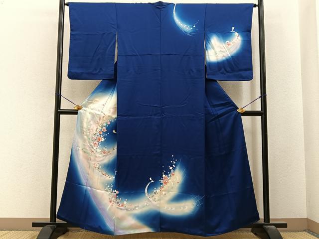 平和屋着物■訪問着　孔雀花文　暈し染め　銀彩　正絹　逸品　BAAY6566hj