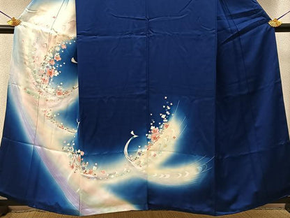 平和屋着物■訪問着　孔雀花文　暈し染め　銀彩　正絹　逸品　BAAY6566hj