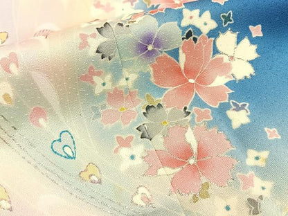 平和屋着物■訪問着　孔雀花文　暈し染め　銀彩　正絹　逸品　BAAY6566hj