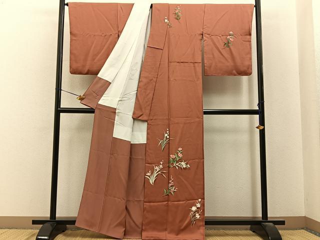 平和屋着物■訪問着　草花文　正絹　逸品　BAAY6569hj