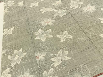 平和屋着物■上質な紬　草花文　正絹　逸品　BAAY6576hj
