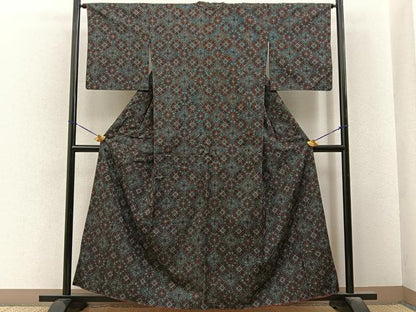 平和屋着物■上質な紬　吉祥文　正絹　逸品　未使用　BAAY6579hj