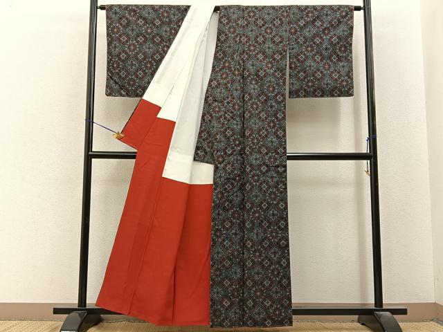 平和屋着物■上質な紬　吉祥文　正絹　逸品　未使用　BAAY6579hj