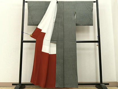 平和屋着物■江戸小紋　鮫小紋柄　黒地　正絹　逸品　BAAY6584hj