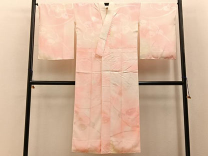 平和屋着物■長襦袢　袷　椿地紋　暈し染め　正絹　逸品　BAAY6588hj