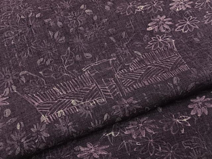 平和屋着物■上質な小紋　紬地　ろうけつ染め　籬草花文　正絹　逸品　BAAY6589hj