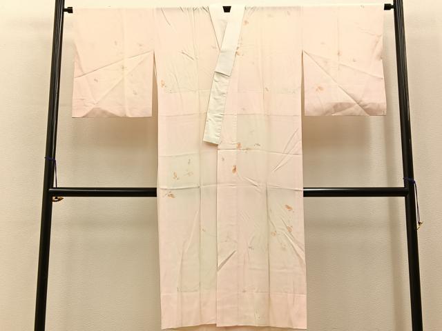 平和屋着物■長襦袢　無双仕立て　手描き　草葉文　暈し染め　正絹　逸品　BAAY6591hj